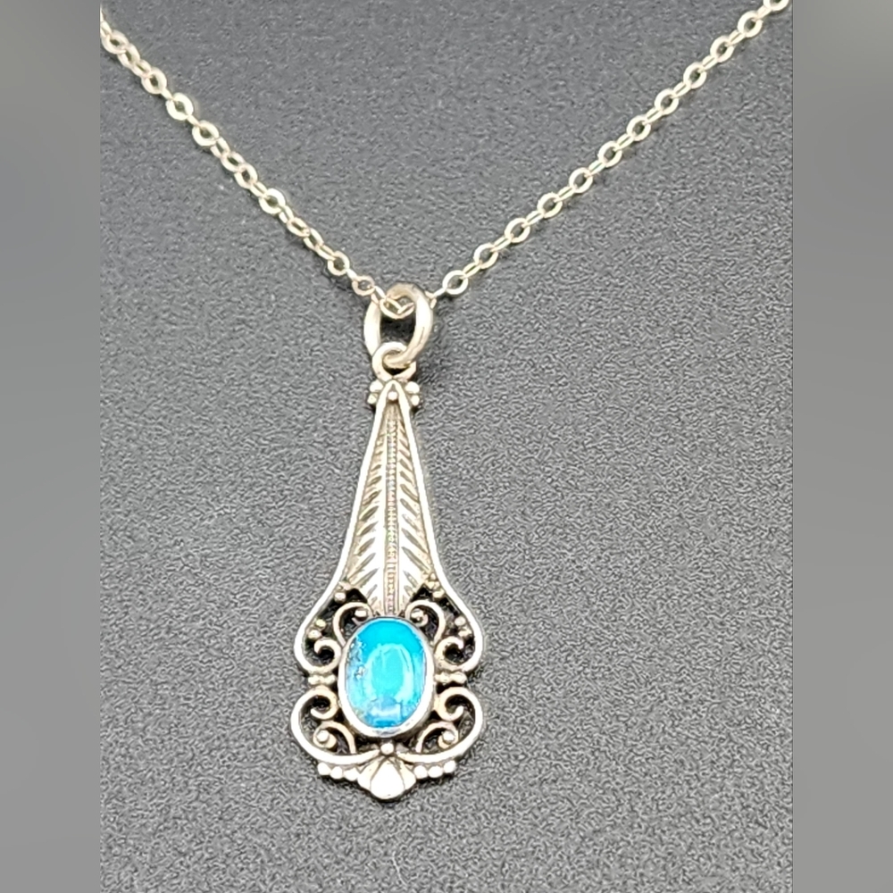 Boma Turquoise and Sterling Filigree Necklace